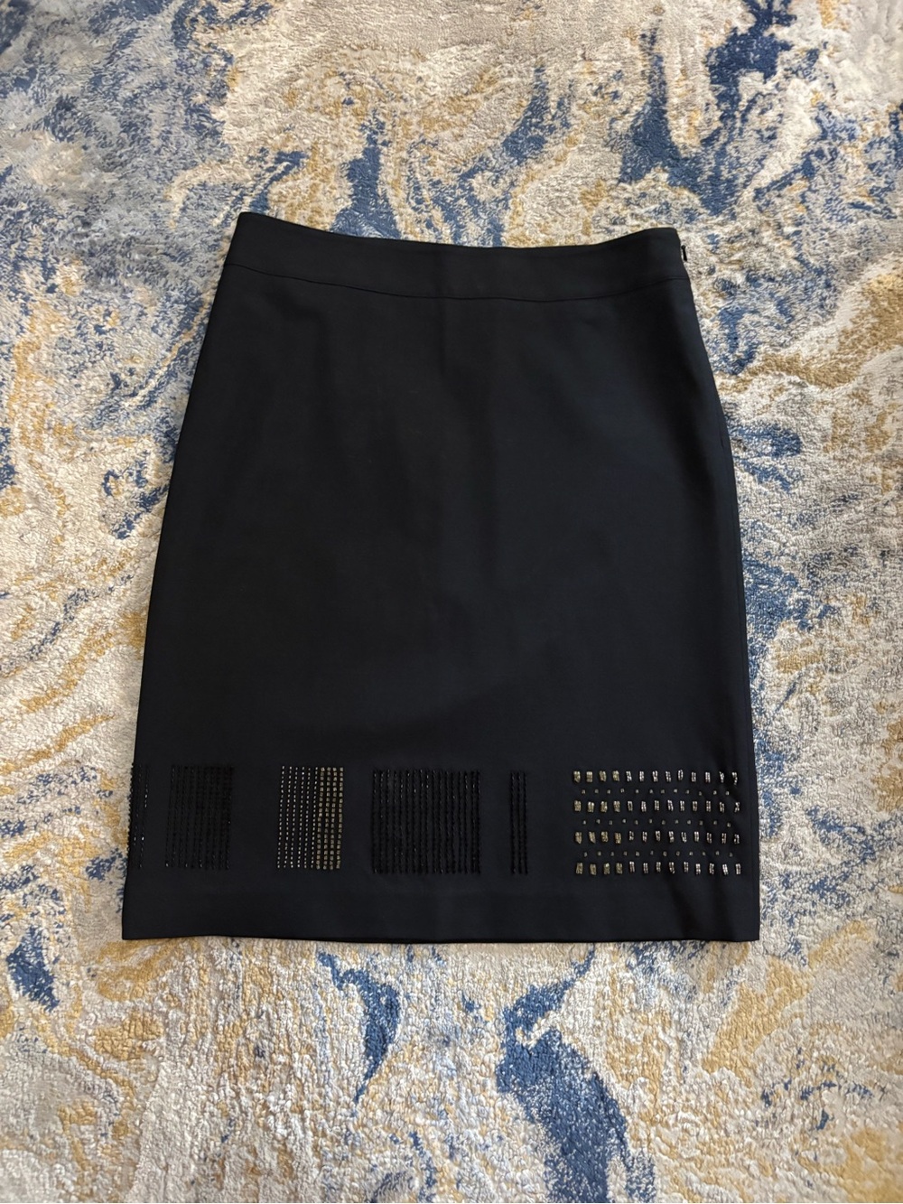 DKNY Black Pencil Skirt with Hem Embellishments
